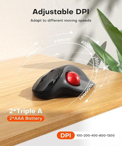 Omikamo Ergonomic Wireless Trackball Mouse, Bluetooth & 2.4G, Red in Kuwait