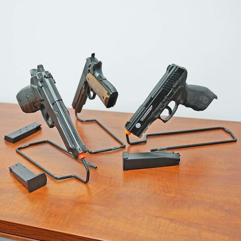 BOOMSTICK 3-Slot Handgun Rack, Gentle on Gun Finish, Universal Fit for All Handguns - Wide-Body & Magnum Calibers Included, Wall Mountable, Hooks & Screws Provided in Kuwait