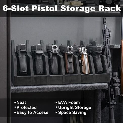UUQ 6-Slot Pistol Rack, EVA Foam Handgun Storage Organizer, Black in Kuwait