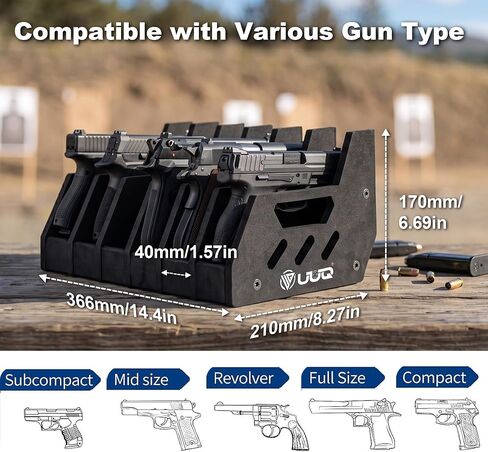 UUQ 6-Slot Pistol Rack, EVA Foam Handgun Storage Organizer, Black in Kuwait