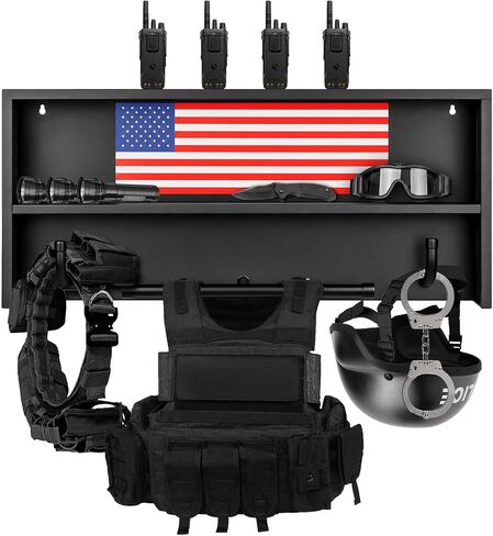 Heavy Duty Police Gear Rack Wall Mount, Vest/Belt Hanger with 2 Flag Decals in Saudi Arabia