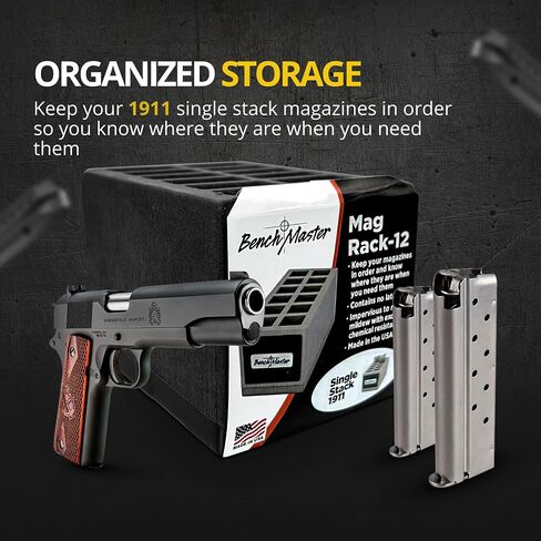 Benchmaster - Weapon Rack - Single Stack 1911 Magazine Rack - 12 Unit - Gun Safe Storage Accessories - Pistol Mag Storage in Kuwait