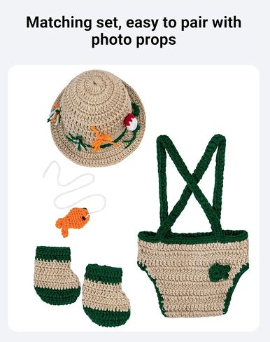 Zeroest Newborn Baby Photography Props Crochet Fisherman Set in Kuwait