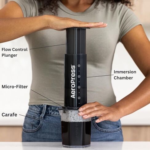 AeroPress XL Coffee Maker Bundle, Coffee Press & Organizer Stand, 3 in 1 French Press, Pourover & Espresso-Style, Smooth Coffee Without Grit or Bitterness, Small Portable, Ideal for Camping & Travel in Kuwait