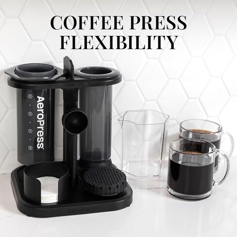 AeroPress XL Coffee Maker Bundle, Coffee Press & Organizer Stand, 3 in 1 French Press, Pourover & Espresso-Style, Smooth Coffee Without Grit or Bitterness, Small Portable, Ideal for Camping & Travel in Kuwait