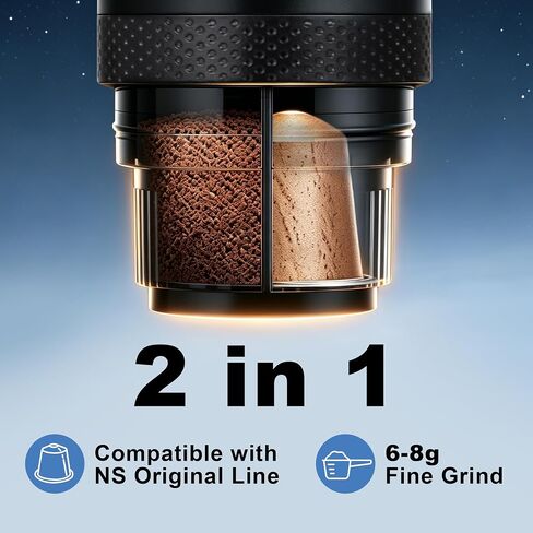 Goldtouch Portable Electric Espresso Machine, 20 Bar Self-Heating Travel Coffee Maker, 7800mAh USB-C Rechargeable, Compatible with NS Pods & Ground Coffee for Camping, RV, Travel & Office in Kuwait