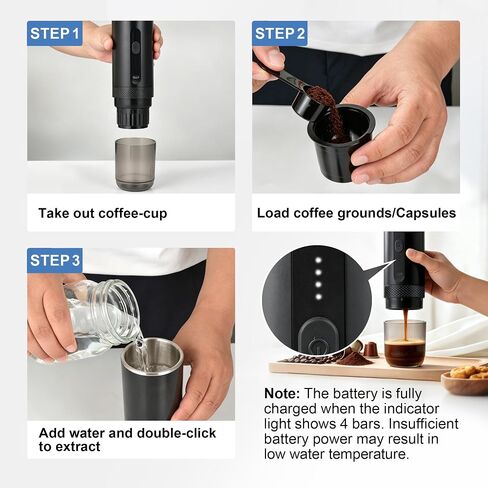 Goldtouch Portable Electric Espresso Machine, 20 Bar Self-Heating Travel Coffee Maker, 7800mAh USB-C Rechargeable, Compatible with NS Pods & Ground Coffee for Camping, RV, Travel & Office in Kuwait