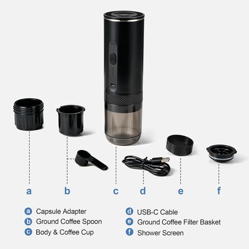 Goldtouch Portable Electric Espresso Machine, 20 Bar Self-Heating Travel Coffee Maker, 7800mAh USB-C Rechargeable, Compatible with NS Pods & Ground Coffee for Camping, RV, Travel & Office in Kuwait
