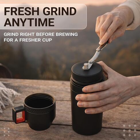 Manual Coffee Grinder for Camping and Travel, Portable Pour Over Brewer Kit in Kuwait