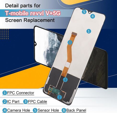 Screen Replacement for T-Mobile Revvl V+ 5G / Revvl V Plus 5G 6.82" LCD Display Touch Digitizer Assembly with Tools in Kuwait
