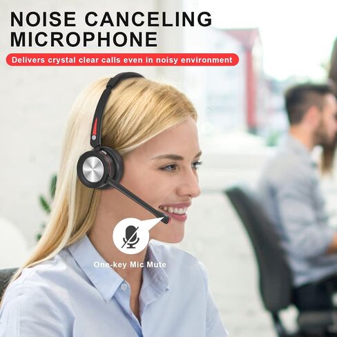 MAIRDI Wireless Headset with Microphone for PC, 5.2 Bluetooth Headset with Mic Noise Canceling for Truck Driver Office Call Center, 40H Play Time, Bluetooth Phone Headset for Teams Skype Zoom Jabber in Kuwait