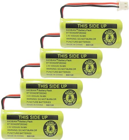 2.4V 400mAh Cordless Home Phone Battery Compatible with AT&T BT162342 BT-162342 BT166342 BT-166342 BT266342 BT-266342 BT183342 BT-183342 BT283342 BT-283342 VTech CS6329 CS6114 CS6419(4 Pack) in Kuwait