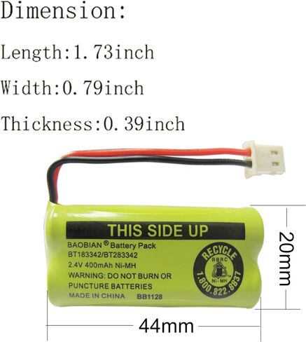 2.4V 400mAh Cordless Home Phone Battery Compatible with AT&T BT162342 BT-162342 BT166342 BT-166342 BT266342 BT-266342 BT183342 BT-183342 BT283342 BT-283342 VTech CS6329 CS6114 CS6419(4 Pack) in Kuwait
