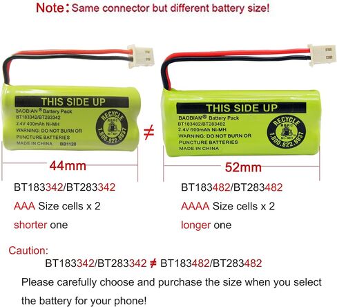 2.4V 400mAh Cordless Home Phone Battery Compatible with AT&T BT162342 BT-162342 BT166342 BT-166342 BT266342 BT-266342 BT183342 BT-183342 BT283342 BT-283342 VTech CS6329 CS6114 CS6419(4 Pack) in Kuwait