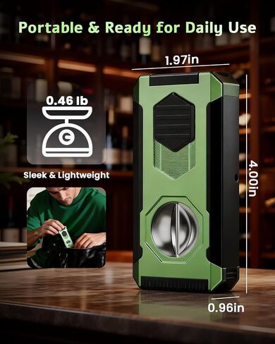 5-in-1 Torch Lighter with Triple Windproof Flame, V Cutter & Straight Cutter, Draw Enhancer Tool and Holder, Refillable Butane Torch Lighter in Gift Box for Men, All-in-one Cool Lighters for Candles in Kuwait