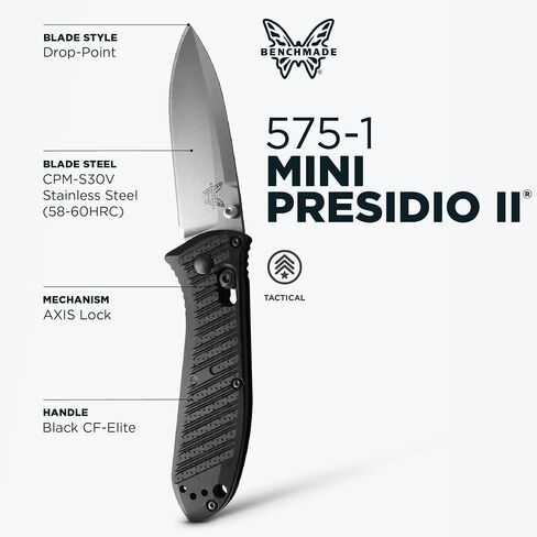 Benchmade Mini Presidio II Tactical Knife, S30V Steel Blade (575-1) in Kuwait