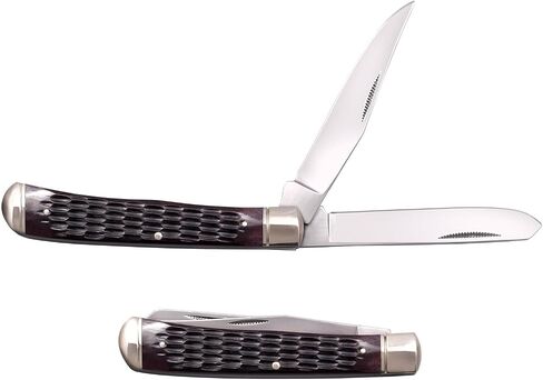 Cold Steel Trapper Folding Knife - Versatile Practical Durable Reliable Compact Pocket Knife with 2 Blades, Jigged Bone Handle, Slip Joint Lock in Kuwait