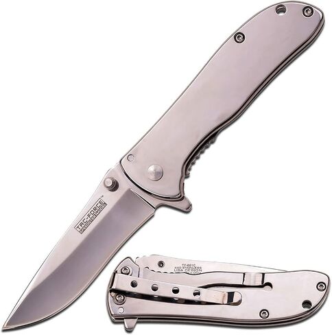 Tac-Force- Folding Pocket Knife – Mirror Polished Stainless Steel Drop Point Blade and Handle, Pocket Clip, Tactical, EDC, Rescue - TF-861C in Saudi Arabia