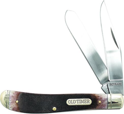 Old Timer 94OTB Genuine Bone Gunstock Trapper 6.9in S.S. Traditional Folding Knife with 3in Clip Point Blade and Bone Handle for Outdoor, Hunting, Camping and EDC in Kuwait