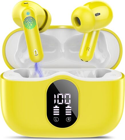Wireless Earbuds, Bluetooth 5.4 Headphones Bass Stereo/ENC Mic, White in Kuwait