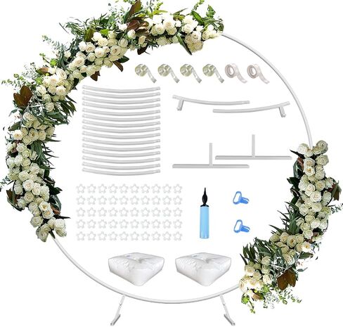 Queension Large Wedding Arch for Ceremony 7 Ft, Circle Arch for Party, Gold in Kuwait