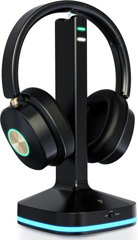 Wireless Headphones for TV Watching, TV Headphones Wireless for Seniors with Low Latency , V5.4 Over Ear Headphones with Digital Optical RCA AUX 3.5 MM Transmitter Charging Dock, for Elderly Seniors in Kuwait