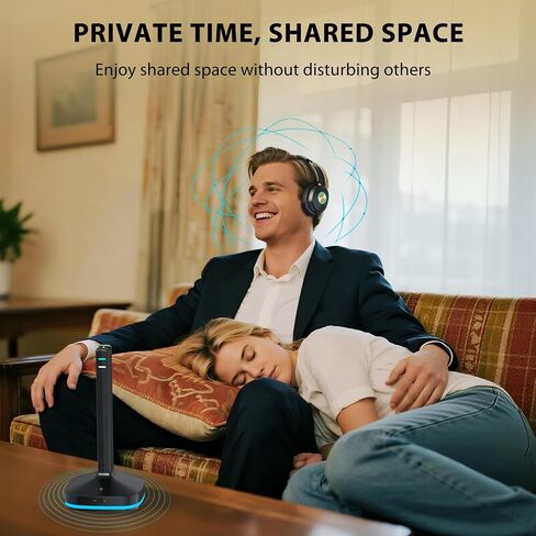 Wireless Headphones for TV Watching, TV Headphones Wireless for Seniors with Low Latency , V5.4 Over Ear Headphones with Digital Optical RCA AUX 3.5 MM Transmitter Charging Dock, for Elderly Seniors in Kuwait