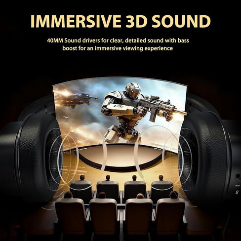 Wireless Headphones for TV Watching, TV Headphones Wireless for Seniors with Low Latency , V5.4 Over Ear Headphones with Digital Optical RCA AUX 3.5 MM Transmitter Charging Dock, for Elderly Seniors in Kuwait