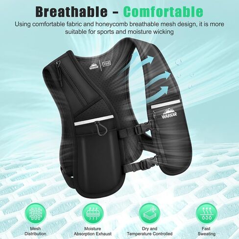 Running Vest, Hydration Backpack with 500ml Water Bladder Adjustable Chest Straps Reflective Strip Design Lightweight Breathable Great for Women Men Run/Hiking/Cycling/Climbing (Black, X-Small-Small) in Kuwait