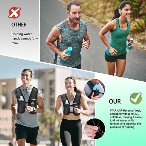 Running Vest, Hydration Backpack with 500ml Water Bladder Adjustable Chest Straps Reflective Strip Design Lightweight Breathable Great for Women Men Run/Hiking/Cycling/Climbing (Black, X-Small-Small) in Kuwait