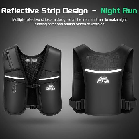 Running Vest, Hydration Backpack with 500ml Water Bladder Adjustable Chest Straps Reflective Strip Design Lightweight Breathable Great for Women Men Run/Hiking/Cycling/Climbing (Black, X-Small-Small) in Kuwait