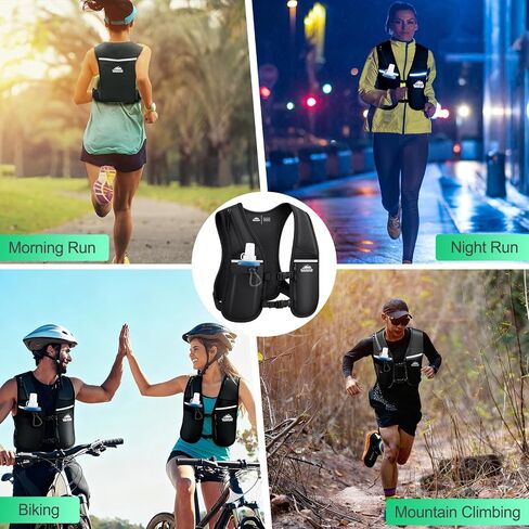Running Vest, Hydration Backpack with 500ml Water Bladder Adjustable Chest Straps Reflective Strip Design Lightweight Breathable Great for Women Men Run/Hiking/Cycling/Climbing (Black, X-Small-Small) in Kuwait