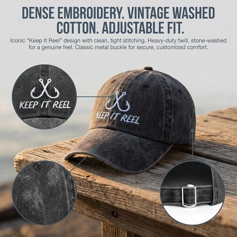 Keep It Reel Embroidery Washed Fishing Cap For Men Outdoor Dad Fish Gift in Kuwait