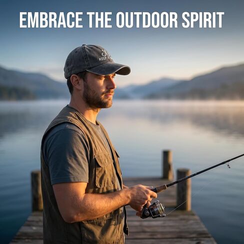 Keep It Reel Embroidery Washed Fishing Cap For Men Outdoor Dad Fish Gift in Kuwait