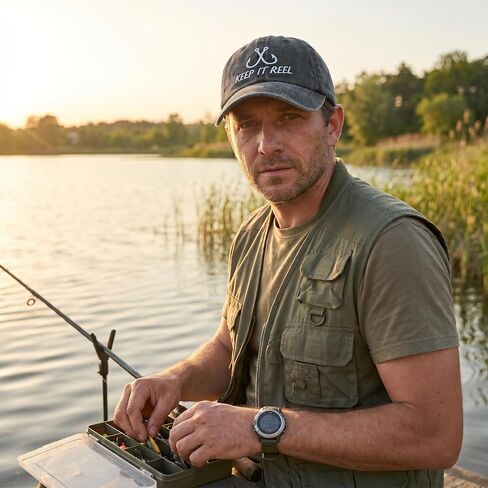 Keep It Reel Embroidery Washed Fishing Cap For Men Outdoor Dad Fish Gift in Kuwait