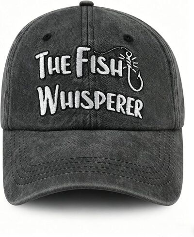 Tbstlumd The Fish Whisperer Hats for Men Women, Funny Adjustable Cotton Embroidered Fishing Baseball Cap in Kuwait