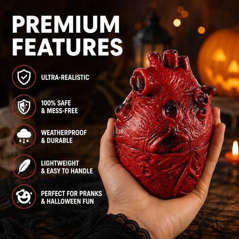 Fake Bloody Heart Prop Halloween Decoration, Realistic Anatomical Heart for Haunted House, Horror Party Decor, Spooky Prank Accessory, Creepy Costume Prop in Kuwait