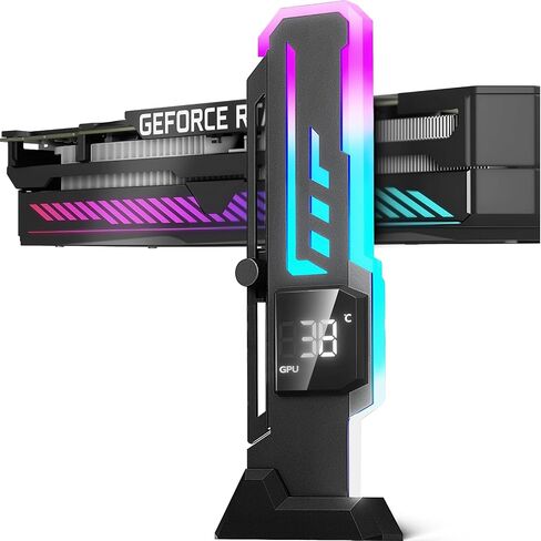 ARGB GPU Support Bracket with CPU & GPU Temp/Usage Display, Adjustable Height GPU Sag Bracket with Magnet & Non-Slip Base for Video Card, Universal Graphics Card Support, 5V3PIN RGB GPU Brace in Kuwait