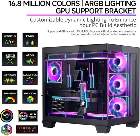 ARGB GPU Support Bracket with CPU & GPU Temp/Usage Display, Adjustable Height GPU Sag Bracket with Magnet & Non-Slip Base for Video Card, Universal Graphics Card Support, 5V3PIN RGB GPU Brace in Kuwait