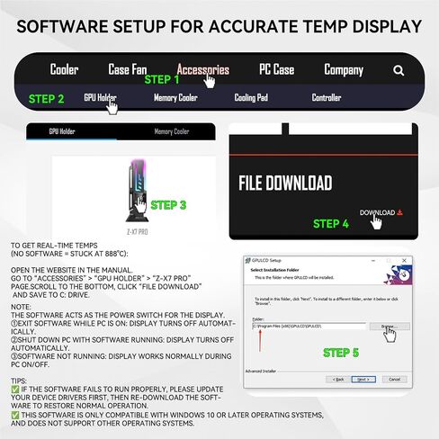 ARGB GPU Support Bracket with CPU & GPU Temp/Usage Display, Adjustable Height GPU Sag Bracket with Magnet & Non-Slip Base for Video Card, Universal Graphics Card Support, 5V3PIN RGB GPU Brace in Kuwait