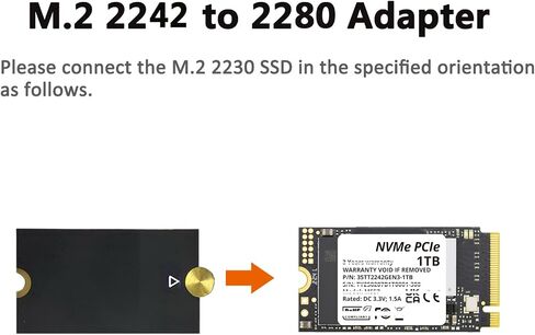 M.2 2242 to 2280 SSD Length Extension Adapter, Black, Pack of 2 in Kuwait