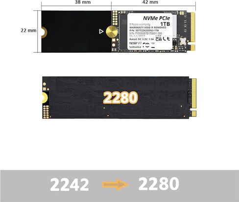 M.2 2242 to 2280 SSD Length Extension Adapter, Black, Pack of 2 in Kuwait