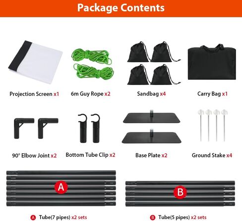 Projector Screen with Stand, Tool Free 120 inch Outdoor 16:9 4K Front Rear HD Portable Projector Screen Indoor Foldable Movie Screen with Carry Bag, Sandbag for Home Backyard, Camping, Theater in Kuwait
