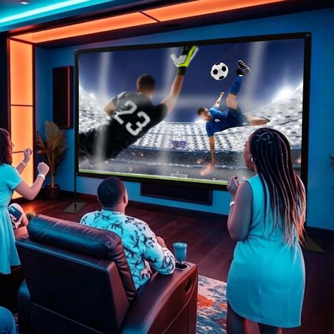 Projector Screen with Stand, Tool Free 120 inch Outdoor 16:9 4K Front Rear HD Portable Projector Screen Indoor Foldable Movie Screen with Carry Bag, Sandbag for Home Backyard, Camping, Theater in Kuwait