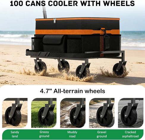2-in-1 Cooler with Wheels,100 Cans Rolling Cooler,100% Leakproof Cooler Bag in Kuwait