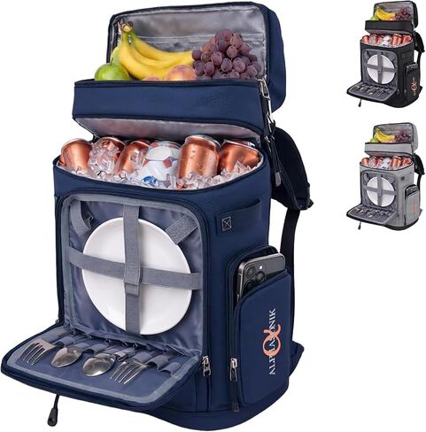 Alphasonik Cooler Backpack 48 Cans Insulated Backpack Cooler for Men & Women, 2 Leak Proof Compartments Coolers Bag for Beach Travel Picnic Hiking BBQ Fishing Outdoor Camping in Kuwait