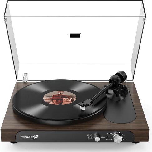 Seasonlife® Record Player Turntable Wireless in & Output, High Fidelity Vinyl Player with Adjustable Counterweight & Anti-Skip, Built-in Phono Preamp, AT-3600L Cartridge for Music Lovers, 33/45 RPM in Kuwait
