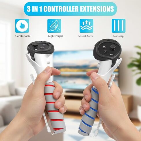 2X Controller Extension Handles Suited for Meta Quest 3S/Quest 3 Controllers, for VR Gamer Grip, for VR Joystick Extension Grip for Quest 3S/3 Enhanced VR Gaming Accessory in Kuwait
