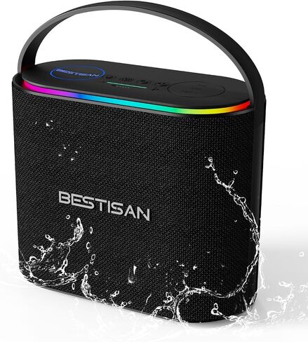 BESTISAN Bluetooth Speakers 2.1CH with 90W Max & 50W Subwoofer, Stereo Loud Sound, 7 RGB Lights, 15H Playtime, Hands-Free Calling, TWS, Portable for Outdoor Party, Camping, Travel, Garage, Workshop in Kuwait