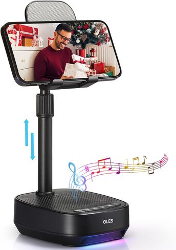 OLES Gifts for Men Women, Adjustable Cell Phone Stand with Wireless Bluetooth Speaker(7-11''Height), Unique Birthday Gift for Dad Mom Him, Phone Holder Led Color Light for iPhone/Android/Tablets in Kuwait